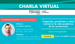 Imagen charla virtual: Exigencias, presiones y salud mental en la vida académica de los economistas