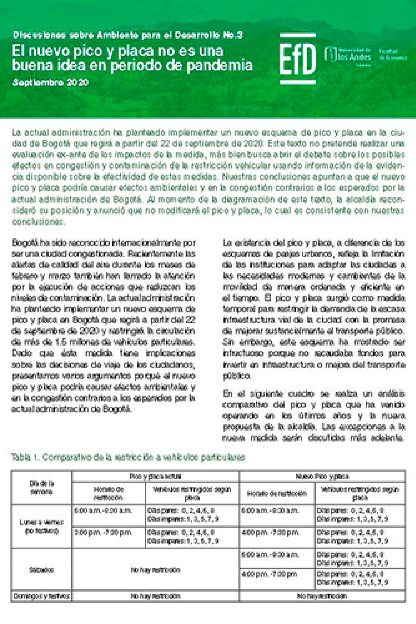 Discusiones sobre Ambiente para el Desarrollo No.3