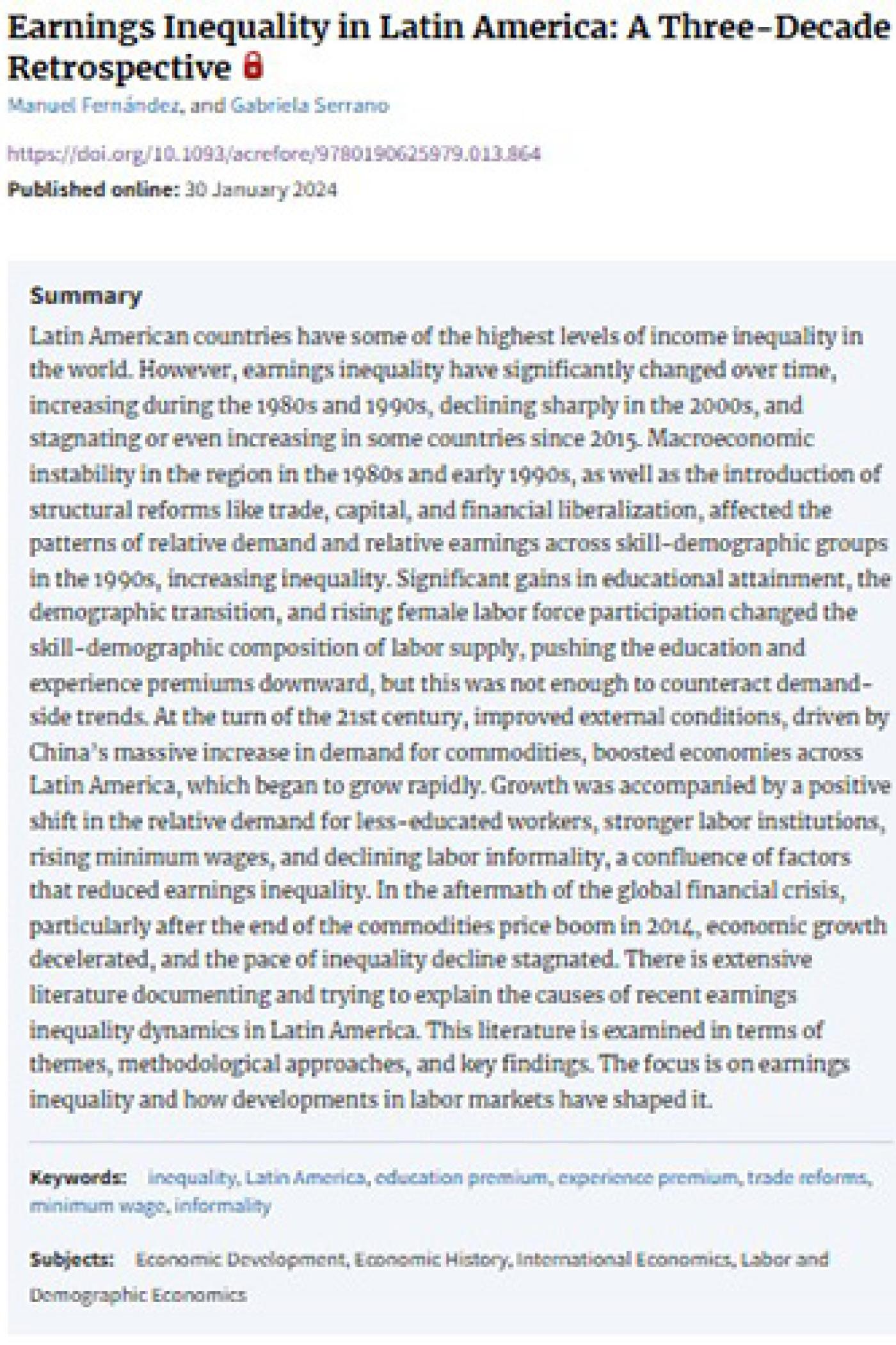 Earnings Inequality in Latin America: A Three-Decade Retrospective